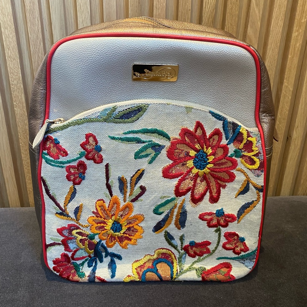 Limon Piel Multicolor Floral Embroidered Backpack New Without Tag
